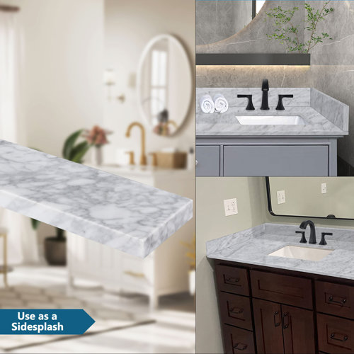 DORNBERG 21.25" White Carrara Marble Sidesplash For Vanity Sink Top